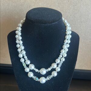 Vintage Pearl & Crystal Bead Necklace